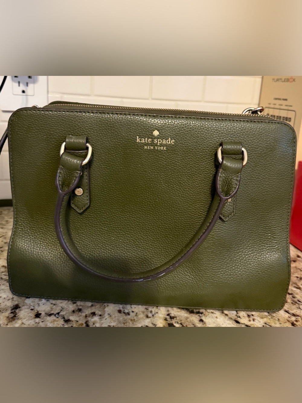 Kate Spade Mulberry Street Lise Pebbled Leather Satchel Bag Enchanted Green
